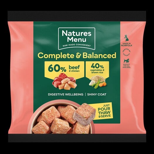 Natures Menu Beef, Chicken, Vegetables and Rice for Raw Fed Dogs in